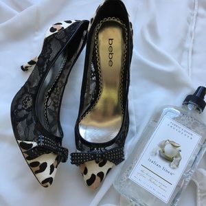 Bebe Rosa Leopard & Lace Kitten Heel